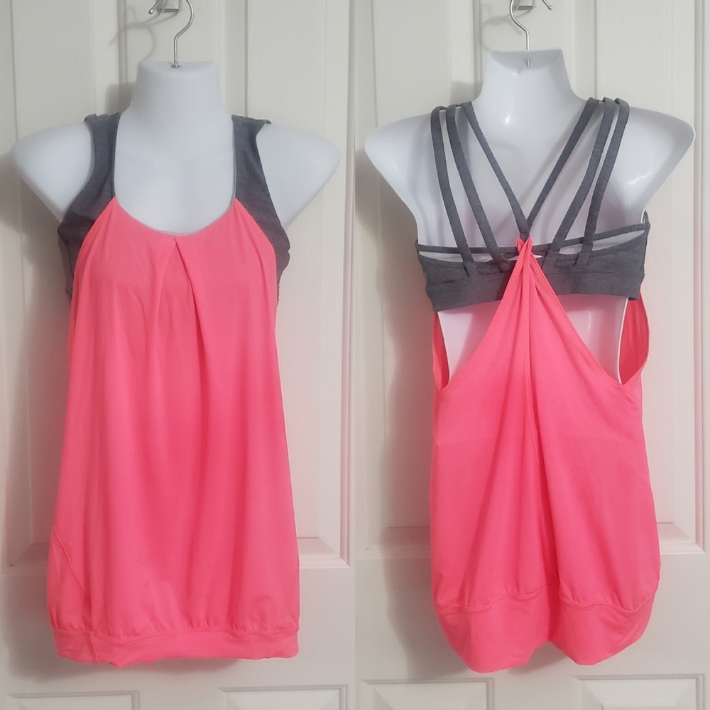 Lululemon no limits coral and gray tank
